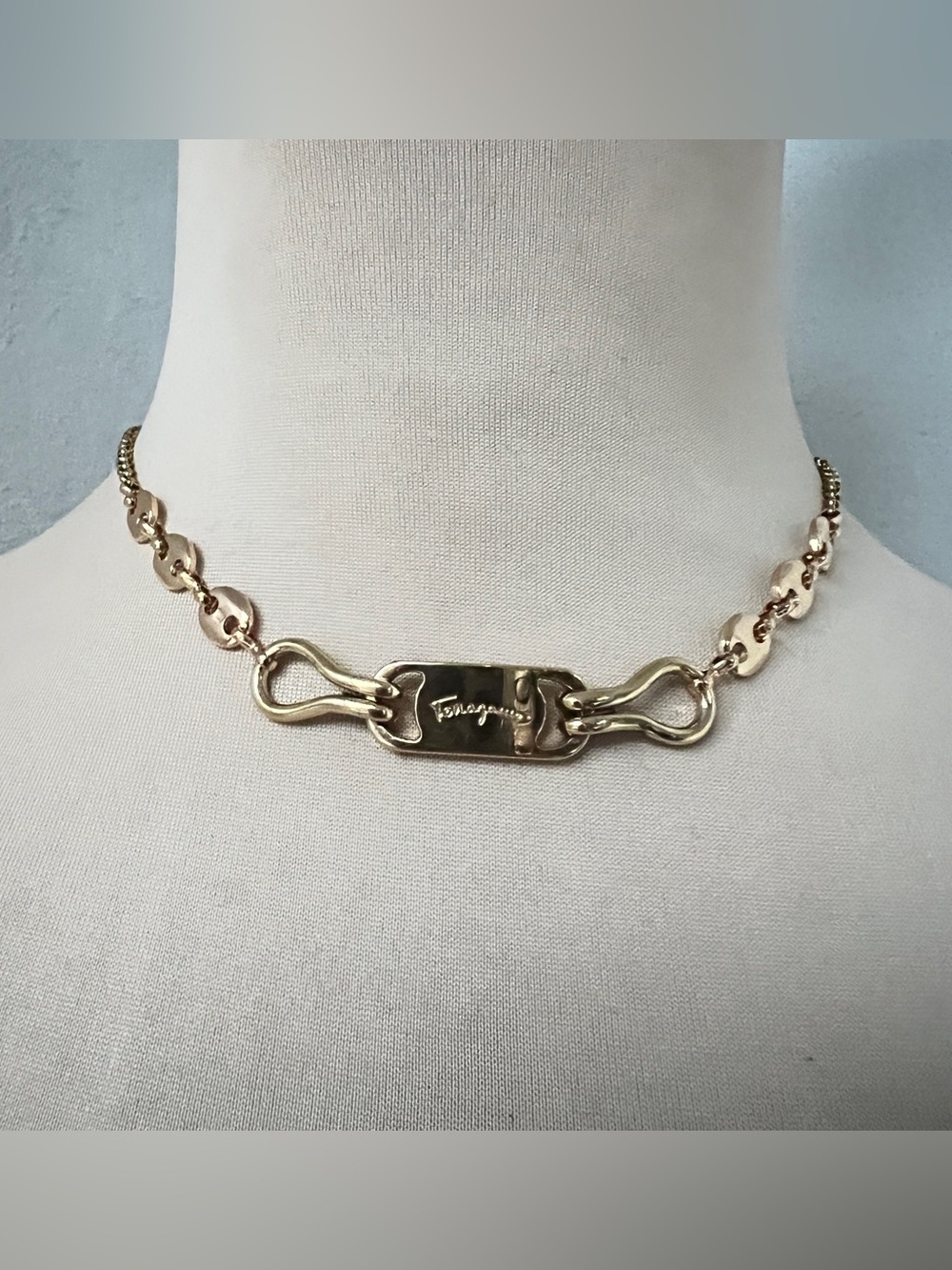 Custom Salvatore Ferragamo Vintage Hardware Choker Necklace Gold | 15” or longer